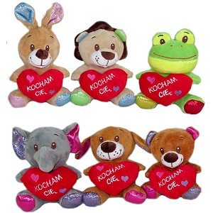 Zwierzęta Mix Kocham Cię 6 wzorów - 14cm
