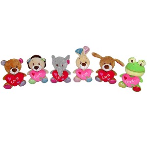 Zwierzęta Kolorowe z sercem Love 6 wzorów - 14cm Zwierzęta Kolorowe z sercem Love 6 wzorów - 14cm
