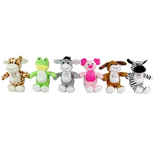 Zwierzęta Mix Żyrafa Żaba Osiołek Świnka Piesek Zebra - 15cm