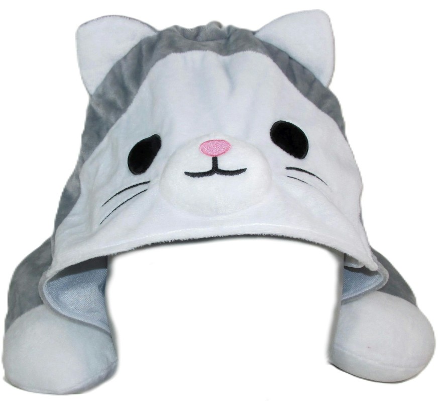 Poduszka Zagłówek Kotek z kapturem czapką - 35cm