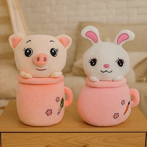 Świnka Królik Zajączek w Kubeczku 2 wzory - 25cm
