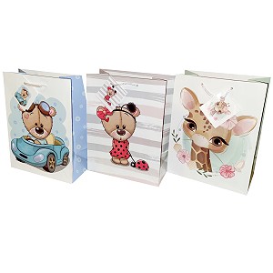 Torebka prezentowa Miś Żyrafa 3 modele - 32cm Torebka prezentowa Miś Żyrafa 3 modele - 32cm
