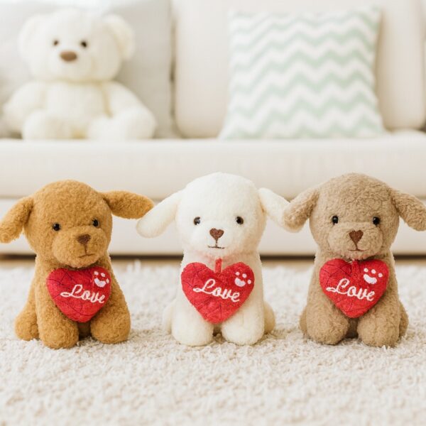 Piesek Love z sercem 3 kolory - 15cm