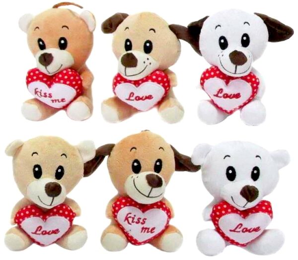 Miś Piesek Love Kiss Me z sercem 6 modeli - 14cm